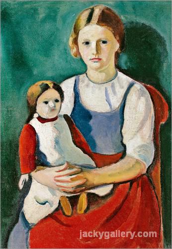 Blond girl with a doll, August Macke painting